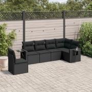 vidaXL Loungegrupp med dynor 6 delar svart konstrotting