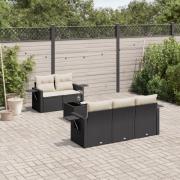 vidaXL Loungegrupp med dynor 6 delar svart konstrotting