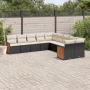 vidaXL Loungegrupp 10 delar med svarta dynor konstrotting