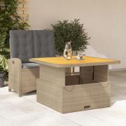 vidaXL Matgrupp för trädgården med dynor 2 delar beige konstrotting