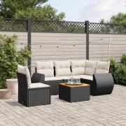 vidaXL Loungegrupp med dynor 6 delar svart konstrotting