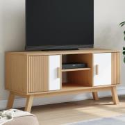 vidaXL Tv-bänk OLDEN vit och brun 114x43x57 cm massiv furu