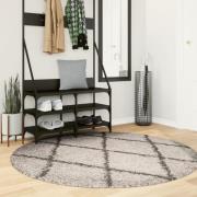 vidaXL Ryamatta PAMPLONA lång lugg modern beige & antracit Ø 160 cm