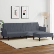 vidaXL Bäddsoffa 2-sits med fotpall mörkgrå sammet