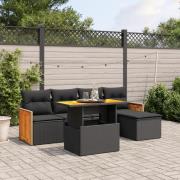 vidaXL Loungegrupp med dynor 6 delar svart konstrotting