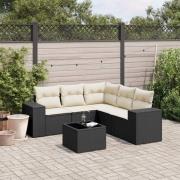 vidaXL Loungegrupp med dynor 6 delar svart konstrotting