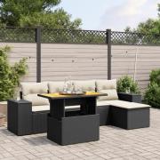 vidaXL Loungegrupp med dynor 6 delar svart konstrotting