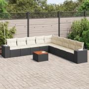 vidaXL Loungegrupp 10 delar med svarta dynor konstrotting