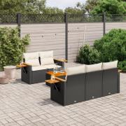 vidaXL Loungegrupp med dynor 6 delar svart konstrotting