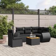 vidaXL Loungegrupp med dynor 6 delar svart konstrotting