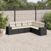 vidaXL Loungegrupp med dynor 6 delar svart konstrotting