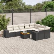 vidaXL Loungegrupp 10 delar med svarta dynor konstrotting