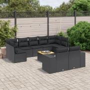 vidaXL Loungegrupp 10 delar med svarta dynor konstrotting