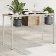 vidaXL Trädgårdsbord med glasskiva ljusgrå 115x54x74 cm konstrotting