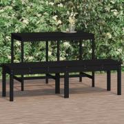 vidaXL Trädgårdsbänk 2-sits svart 159,5x44x45 cm massiv furu