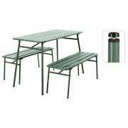ProGarden Trädgårdsbord och bänkset 3 delar stål grön