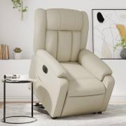 vidaXL Reclinerfåtölj med uppresningshjälp gräddvit konstläder