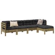 vidaXL Loungegrupp med dynor 5 delar impregnerad furu