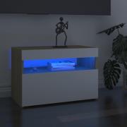 vidaXL TV-bänk med LED-belysning 2 st vit och sonoma-ek 60x35x40 cm