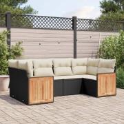 vidaXL Loungegrupp med dynor 6 delar svart konstrotting