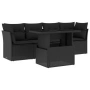 vidaXL Loungegrupp för trädgården med dynor 5 delar svart konstrotting