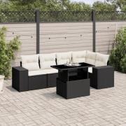 vidaXL Loungegrupp med dynor 6 delar svart konstrotting