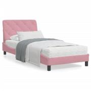 vidaXL Säng med madrass rosa 80x200 cm sammet