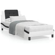 vidaXL Säng med madrass vit och svart 90x190 cm konstläder