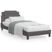 vidaXL Säng med madrass grå 90x190 cm konstläder