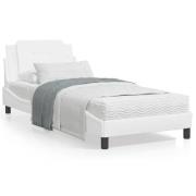 vidaXL Säng med madrass vit 100x200 cm konstläder