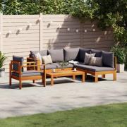 vidaXL Soffgrupp för trädgården med dynor 5 delar massivt akaciaträ