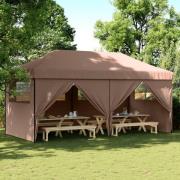 vidaXL Pop-Up hopfällbart partytält med 4 sidoväggar brun