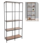 H&S Collection Hylla med 4 hyllplan 78x30x170 cm naturlig och svart