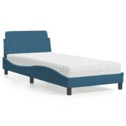 vidaXL Bed with Mattress "Dover" Blue 90x190 cm Velvet
