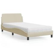 vidaXL Bed with Mattress "Dover" Cream 100x200 cm Fabric
