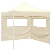 vidaXL Hopfällbart tält med 2 väggar 291x291x315 cm gräddvit