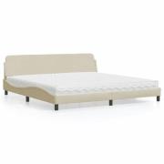 vidaXL Bed with Mattress "Dover" Cream 200x200 cm Fabric