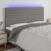 vidaXL Sänggavel LED mörkgrå 200x5x118/128 cm tyg