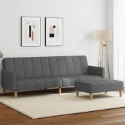 vidaXL Bäddsoffa 2-sits med fotpall mörkgrå tyg