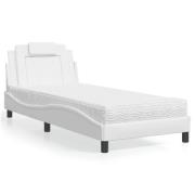 vidaXL Säng med madrass vit 90x190 cm konstläder