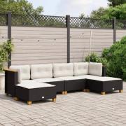 vidaXL Loungegrupp med dynor 6 delar svart konstrotting
