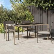 vidaXL Utebord beige 190x90x75 cm härdat glas och konstrotting