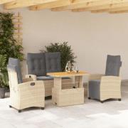 vidaXL Soffgrupp för trädgården med dynor 4 delar beige konstrotting