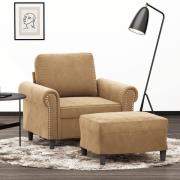vidaXL Fåtölj med fotpall Brun 60 cm sammet