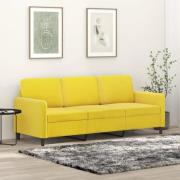 vidaXL 3-sitssoffa gul 180 cm sammet