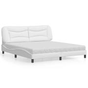 vidaXL Bed with Mattress "Hvar" White 180x200 cm Faux Leather