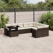 vidaXL Loungegrupp 10 delar med brun dynor konstrotting
