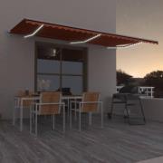 vidaXL Automatisk markis med vindsensor & LED 600x300 cm orange/brun