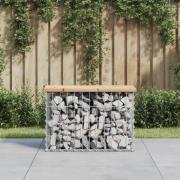 vidaXL Trädgårdsbänk gabion-design 63x31,5x42 cm massiv furu