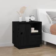 vidaXL Sängbord svart50x34x50 cm massiv furu